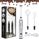 USB Rechargeable Electric Milk Frother & Handheld Mixer 3-Speed