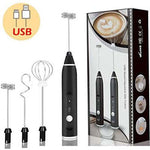 USB Rechargeable Electric Milk Frother & Handheld Mixer 3-Speed