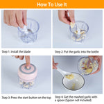Mini Electric Garlic Chopper USB Rechargeable Food Processor