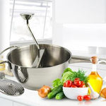 Manual food mill for purees, sauces, and mashed potatoes