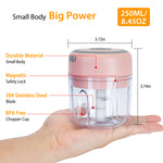 Mini Electric Garlic Chopper USB Rechargeable Food Processor