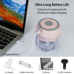 USB rechargeable cordless food processor for vegetables and garlic